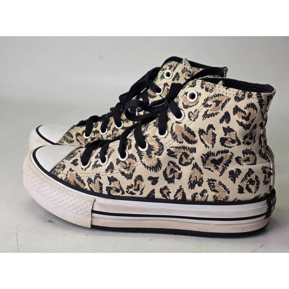 Converse Chuck Taylor Junior Sneakers Size 2 Leopard Print Canvas High Top Shoes